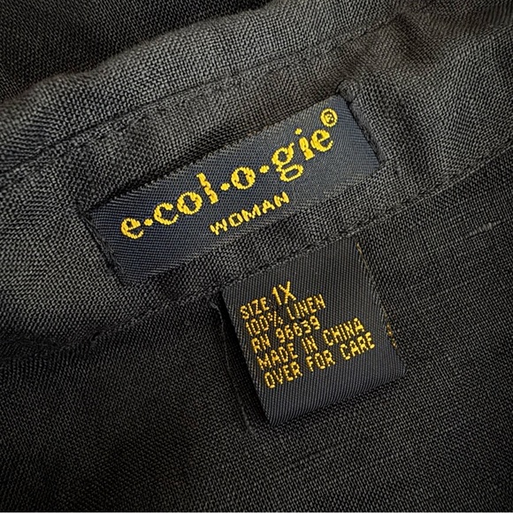 Ecologie Linen Pleated Pointelle Button Down Tunic Shirt - Picture 7 of 8